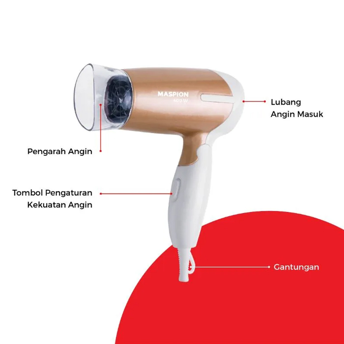 Maspion Hair Dryer Lipat 400 Watt - MHD103WG Gold